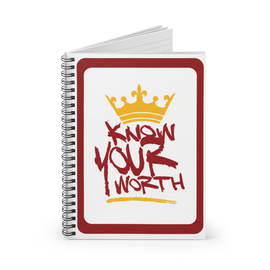 Know Your Worth Spiral Notebook – Motivational Ruled Journal with Crown Graphic