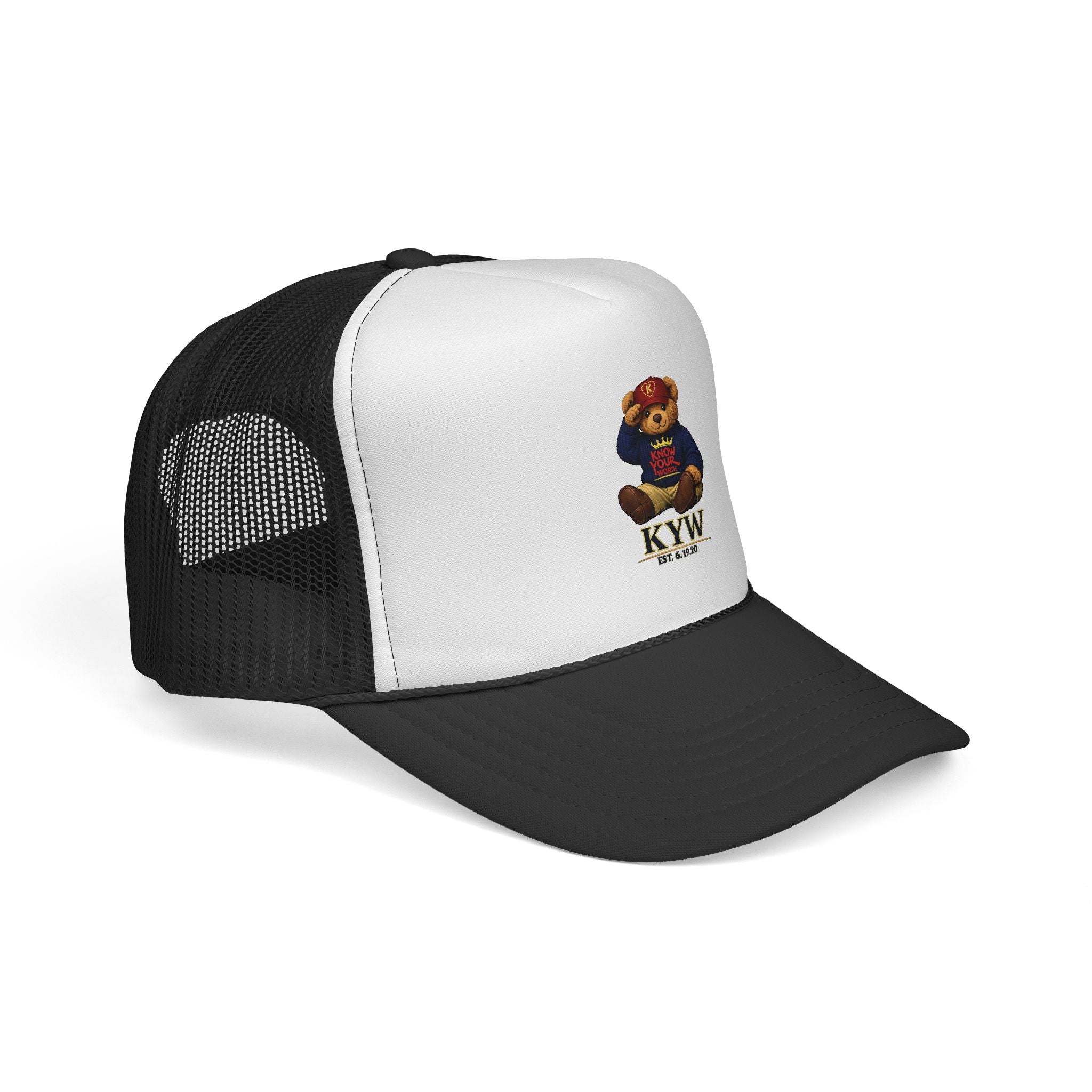 Trucker Cap - Teddy Bear Graffiti "Know Your Worth" Mesh Hat