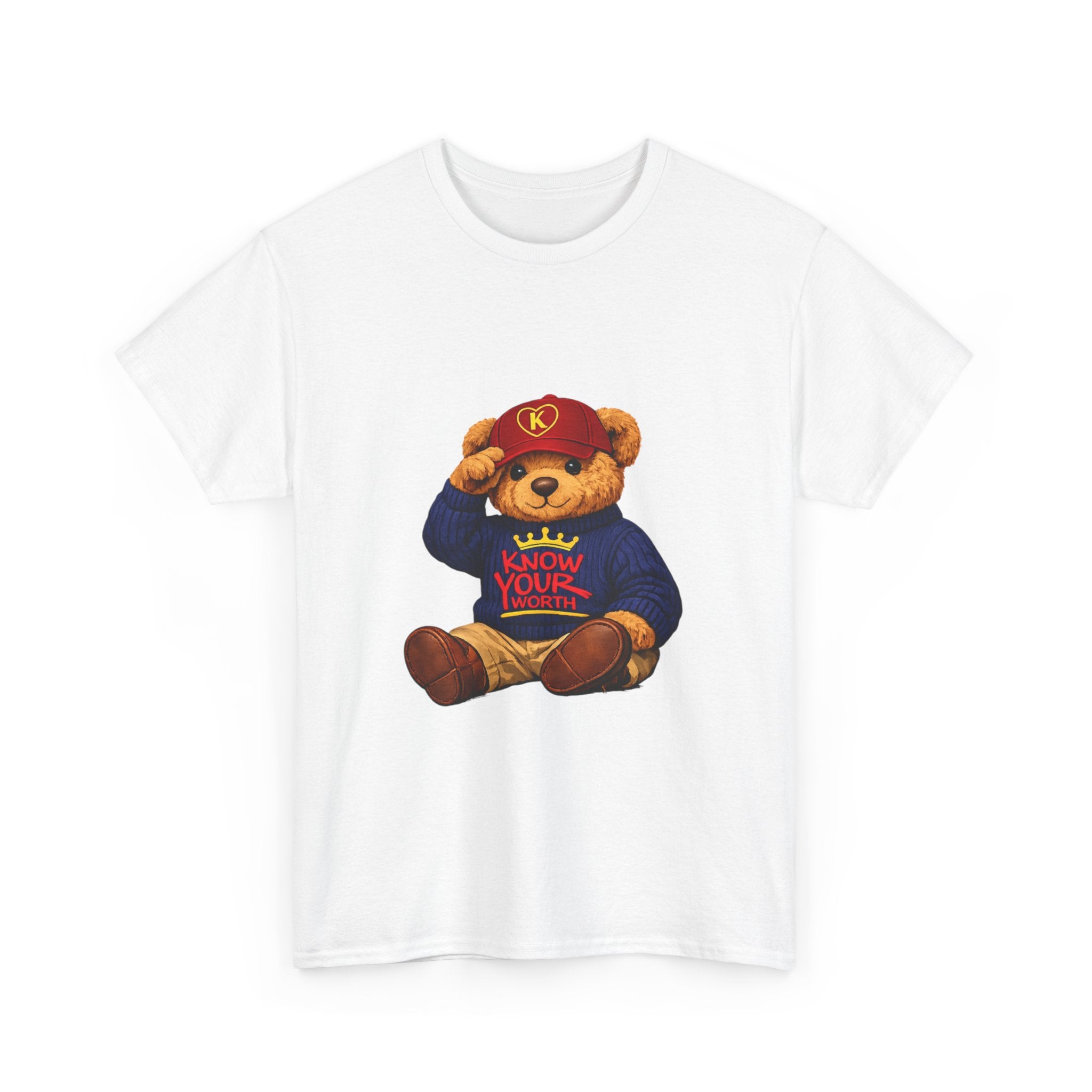 Know Your Worth — Inspirational Big Teddy Bear Graphic Tee