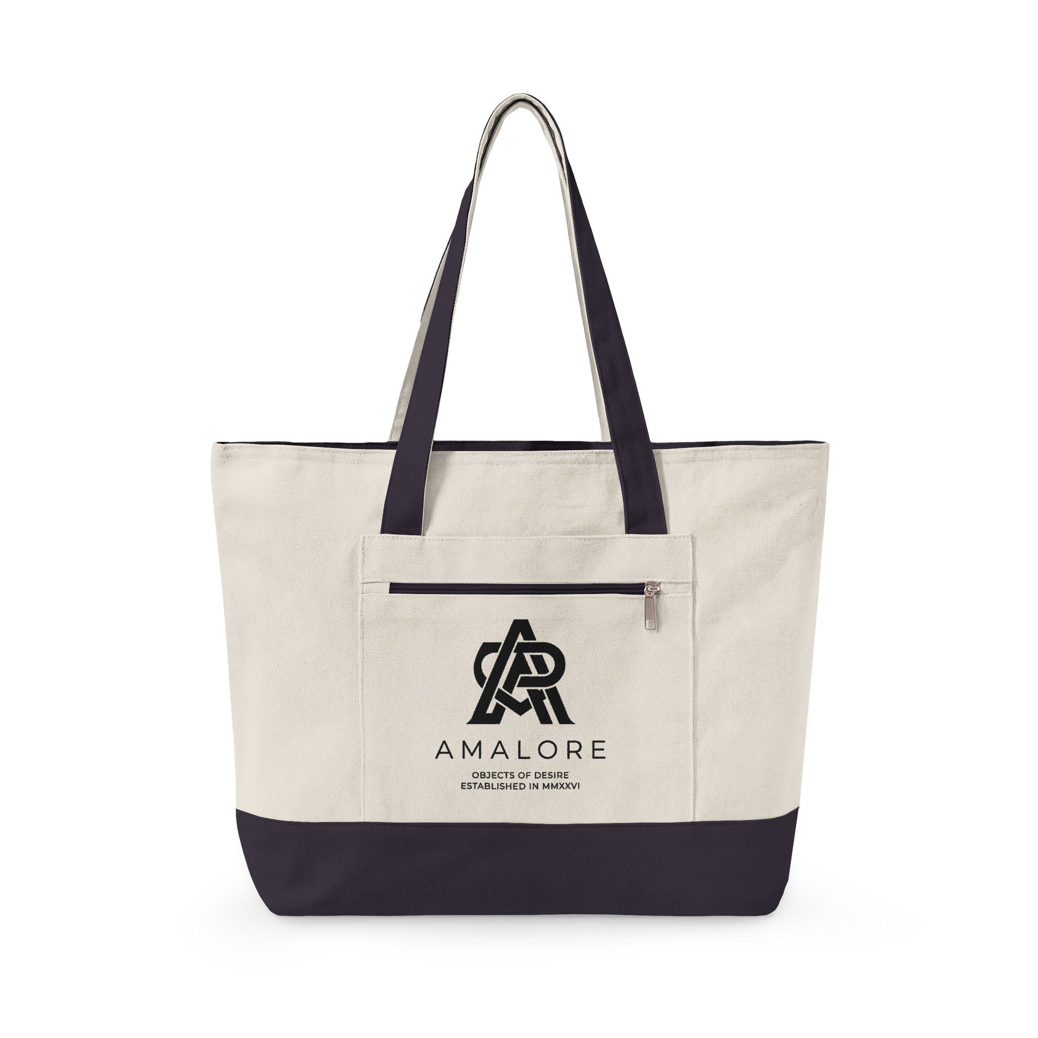 Amalore Canvas Tote Bag — Zippered Beach & Market Tote