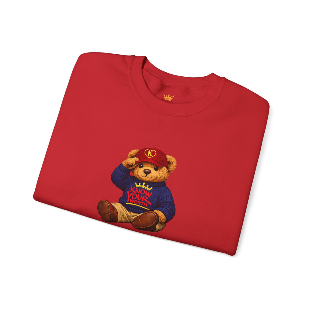 Know Your Worth - Royal KYW Bear Graphic - Crewneck Sweatshirt