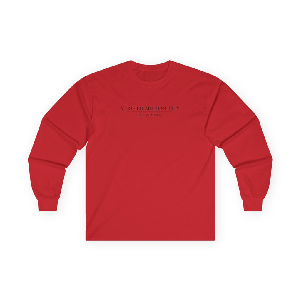 Long Sleeve Tee — "Verified Authenticity" Linear Logo
