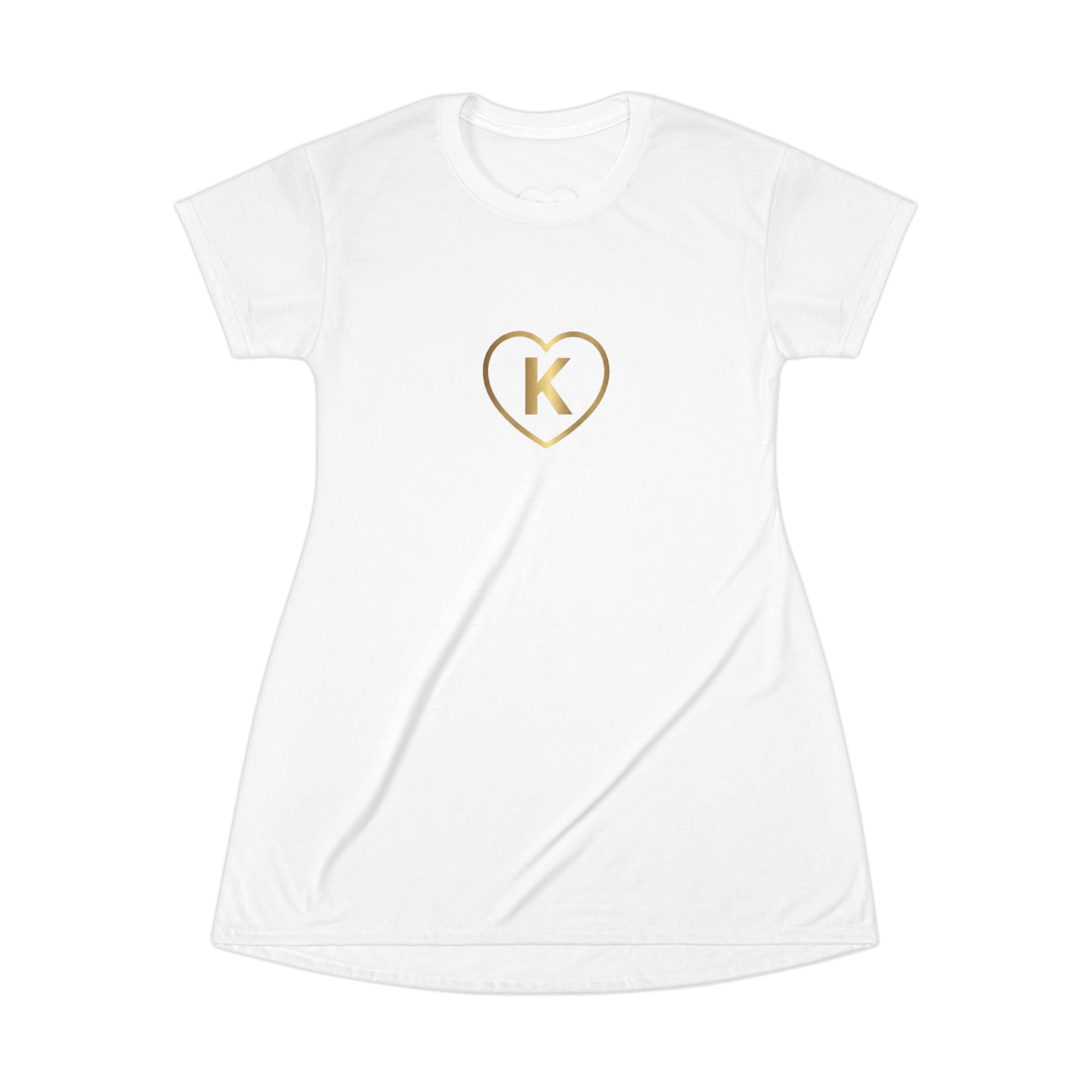 Know Your Worth Heart Logo T‑Shirt Dress — Minimalist Casual AOP Dress