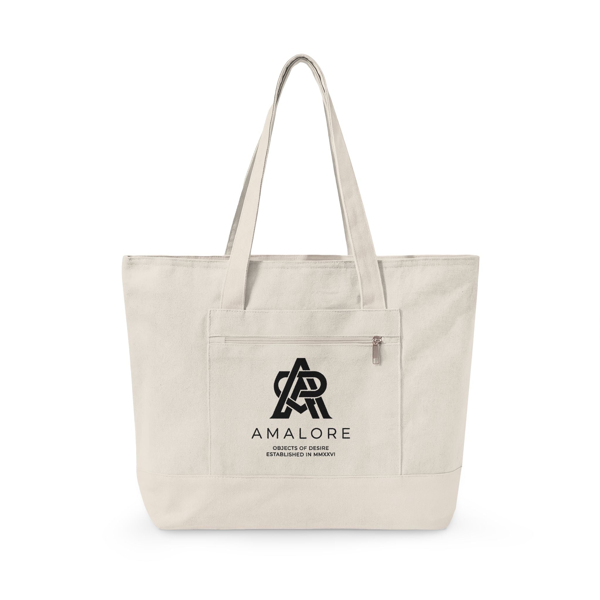 Amalore Canvas Tote Bag — Zippered Beach & Market Tote
