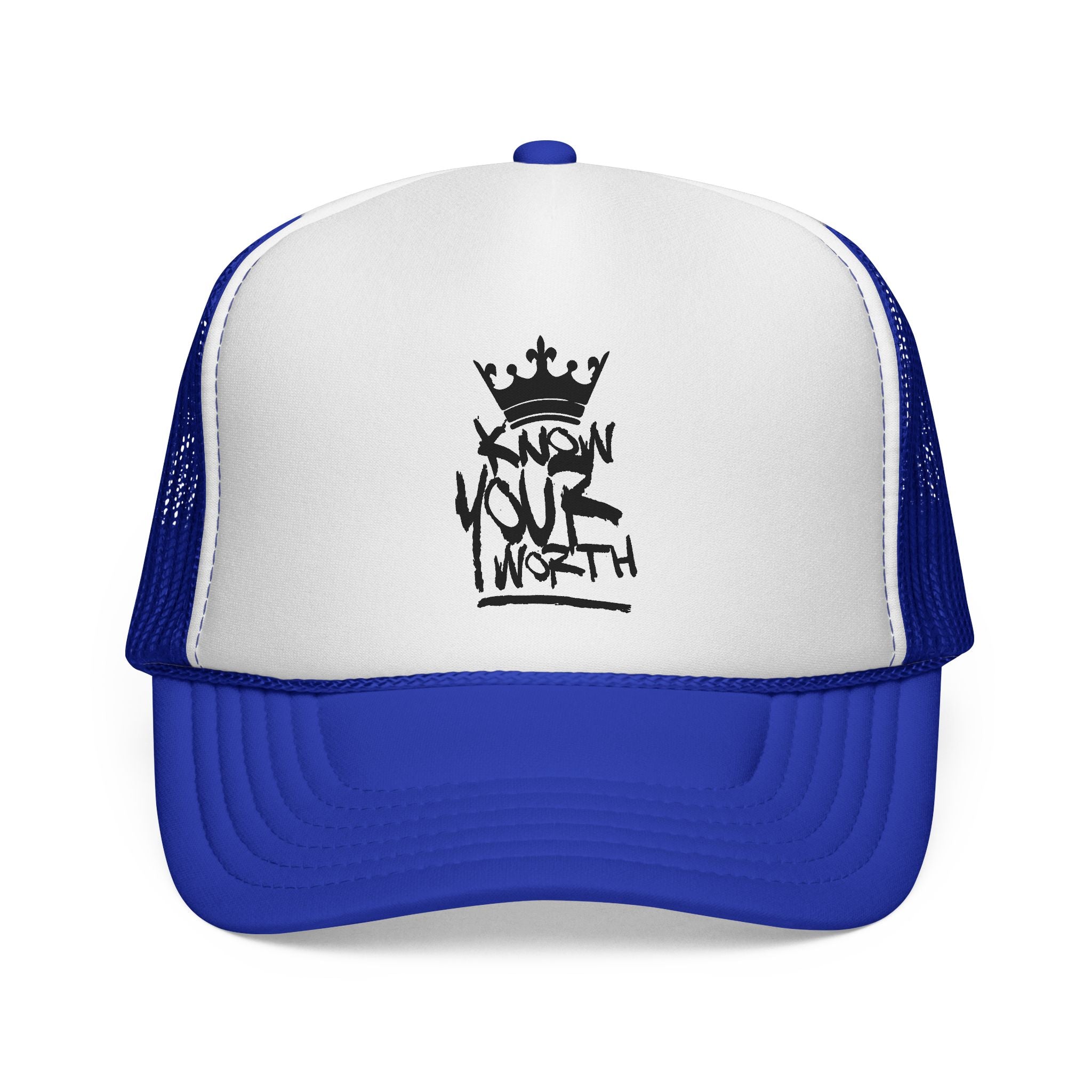 Trucker Cap - Black Crown Graffiti "Know Your Worth" Mesh Hat
