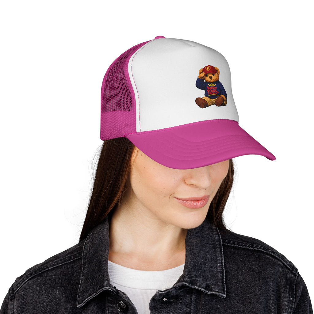 Trucker Cap - Teddy Bear Graffiti "Know Your Worth" Mesh Hat