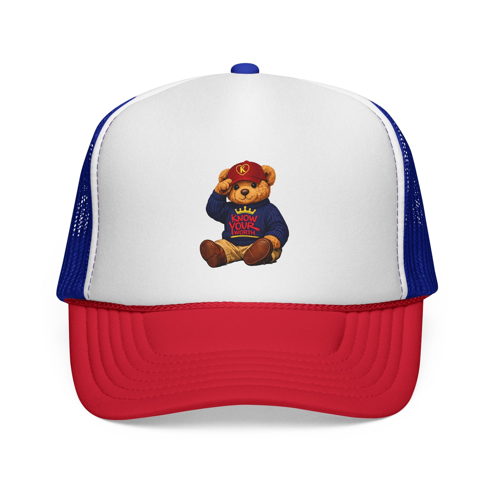 Trucker Cap - Teddy Bear Graffiti "Know Your Worth" Mesh Hat