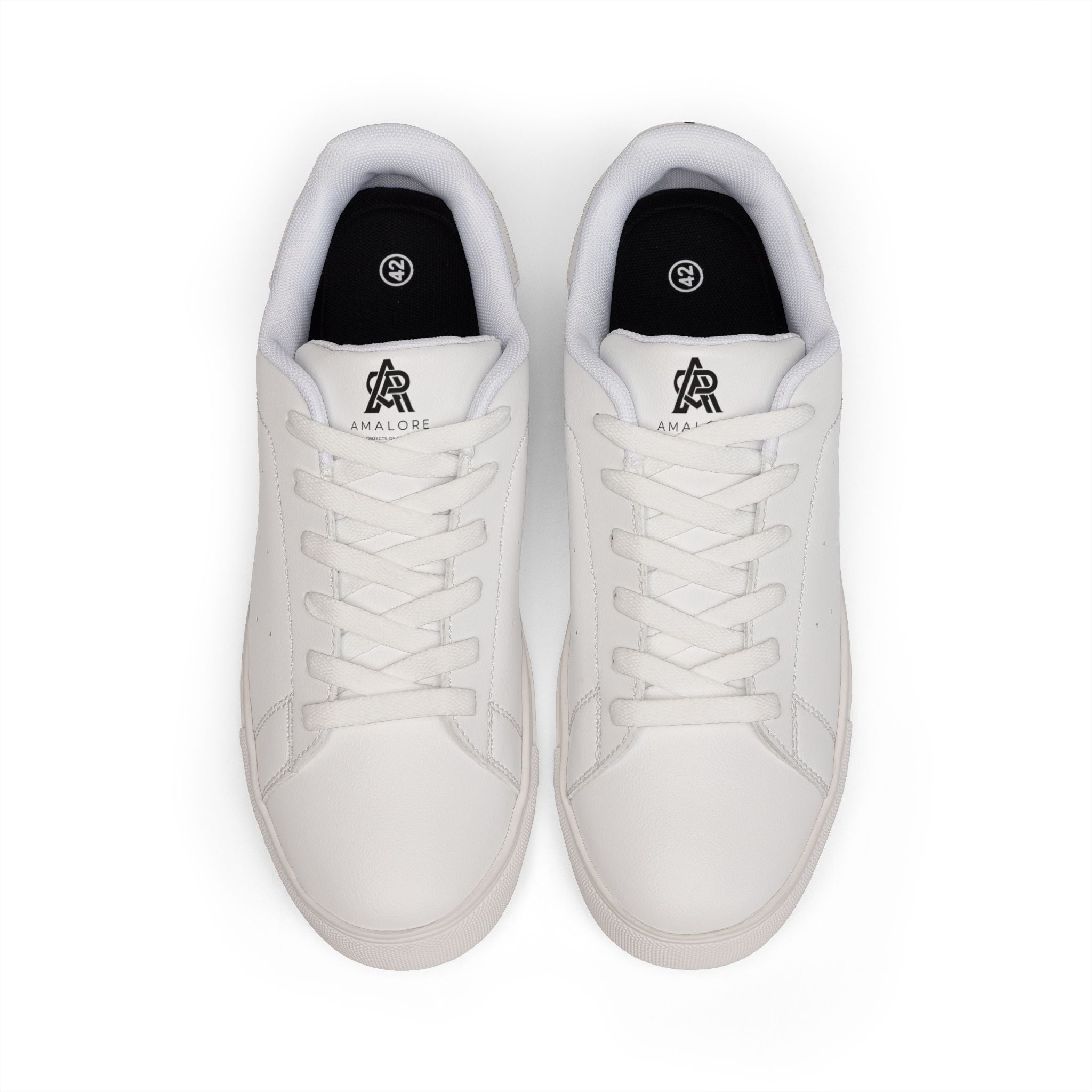 Amalore Designer Low-Top Leather Sneakers — Minimal White Casual Shoes