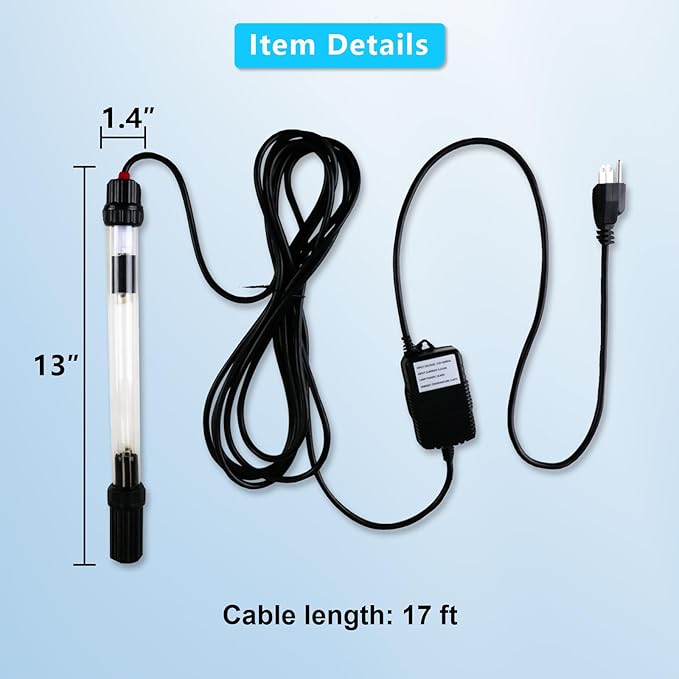 18W Aquarium UV Light for 100-1000 Gallon, UV Pond Water Clarifier for Koi Pond, Swimming Pool, Spa, Large Fish Tank, Cold Plunge UV Light for Pond Algae Control