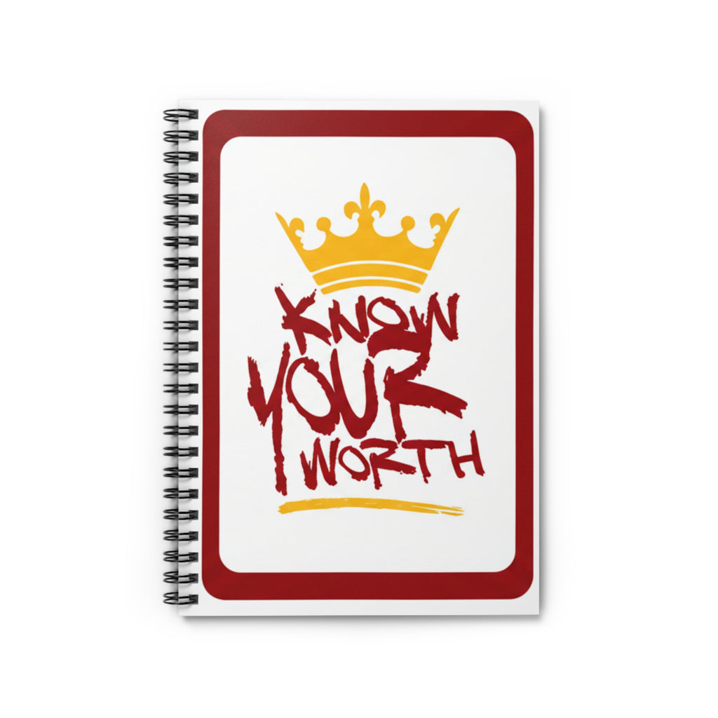 Know Your Worth Spiral Notebook – Motivational Ruled Journal with Crown Graphic