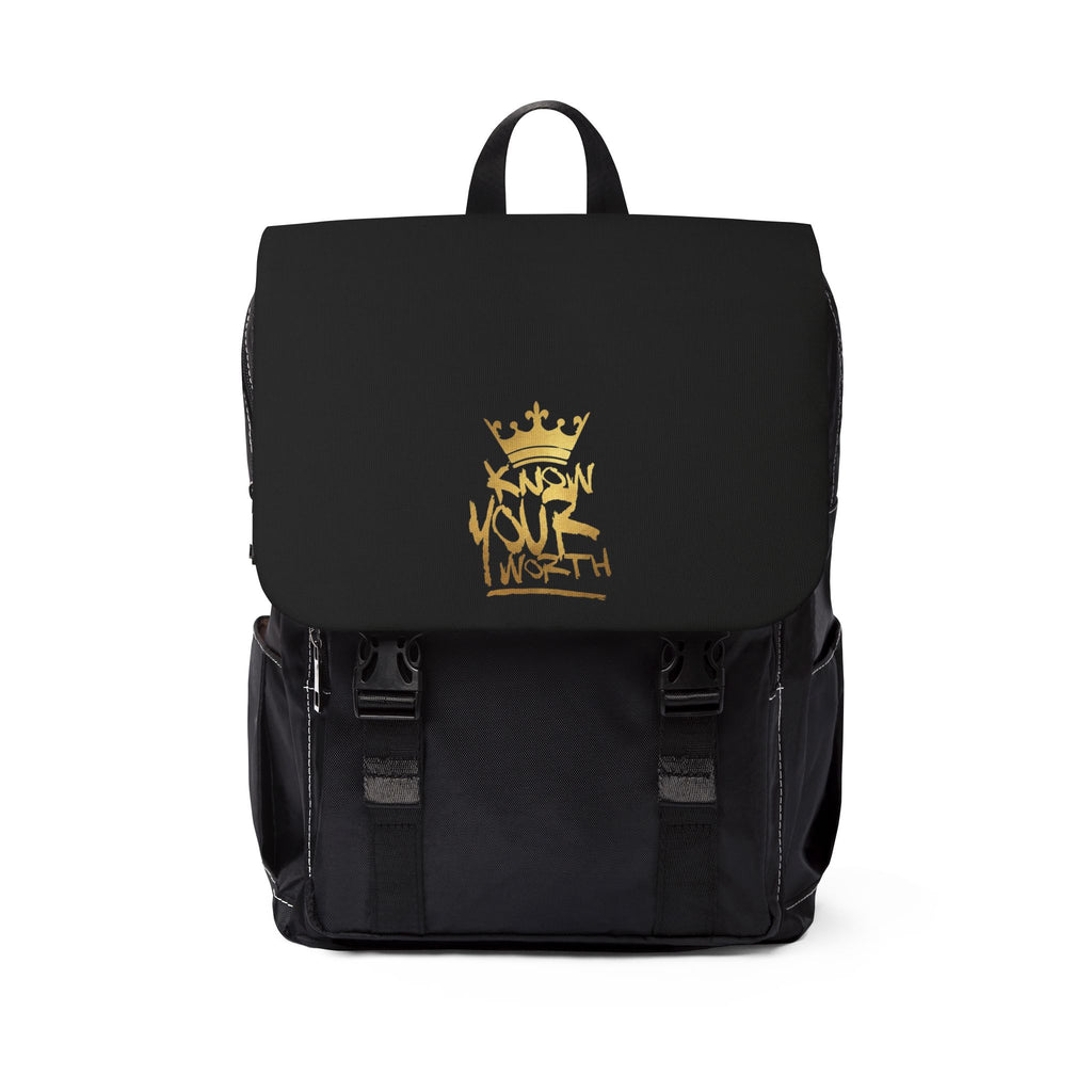 Know Your Worth Designer Gold Crown Casual Shoulder Backpack