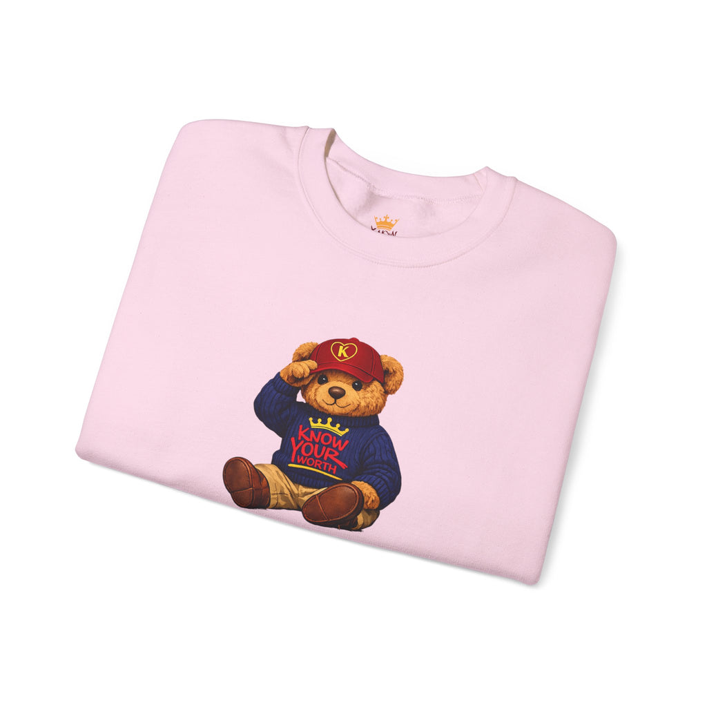 Know Your Worth - Royal KYW Bear Graphic - Crewneck Sweatshirt