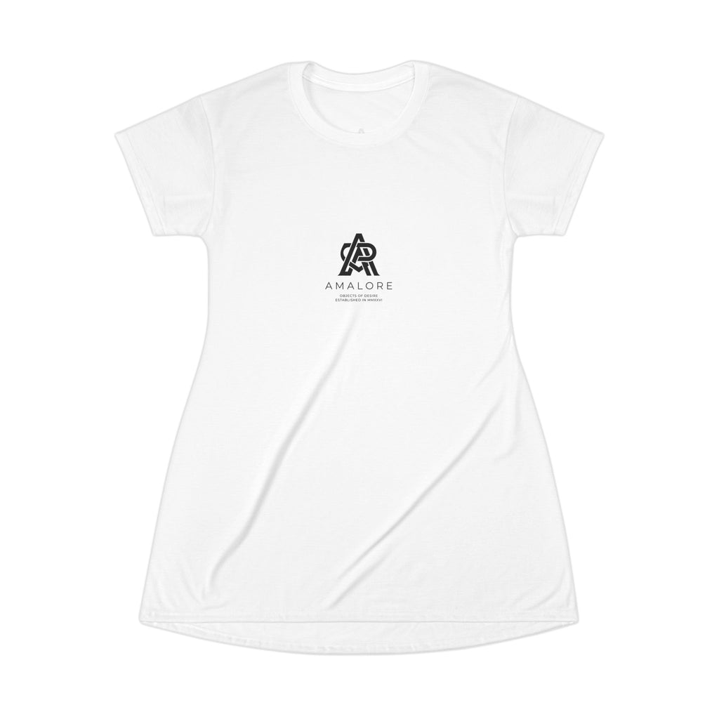 Amalore Logo T‑Shirt Dress — Minimalist Casual AOP Dress