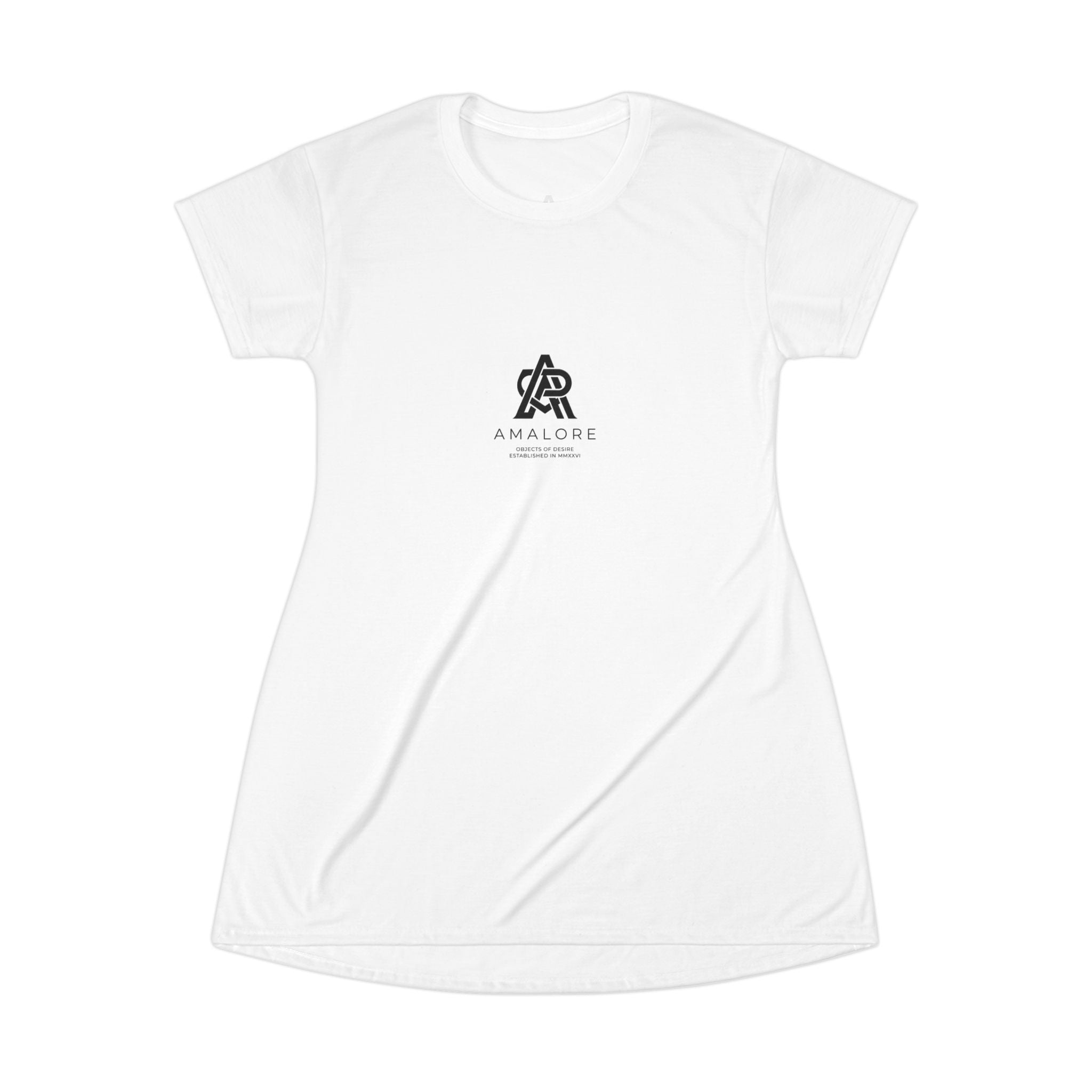 Amalore Logo T‑Shirt Dress — Minimalist Casual AOP Dress