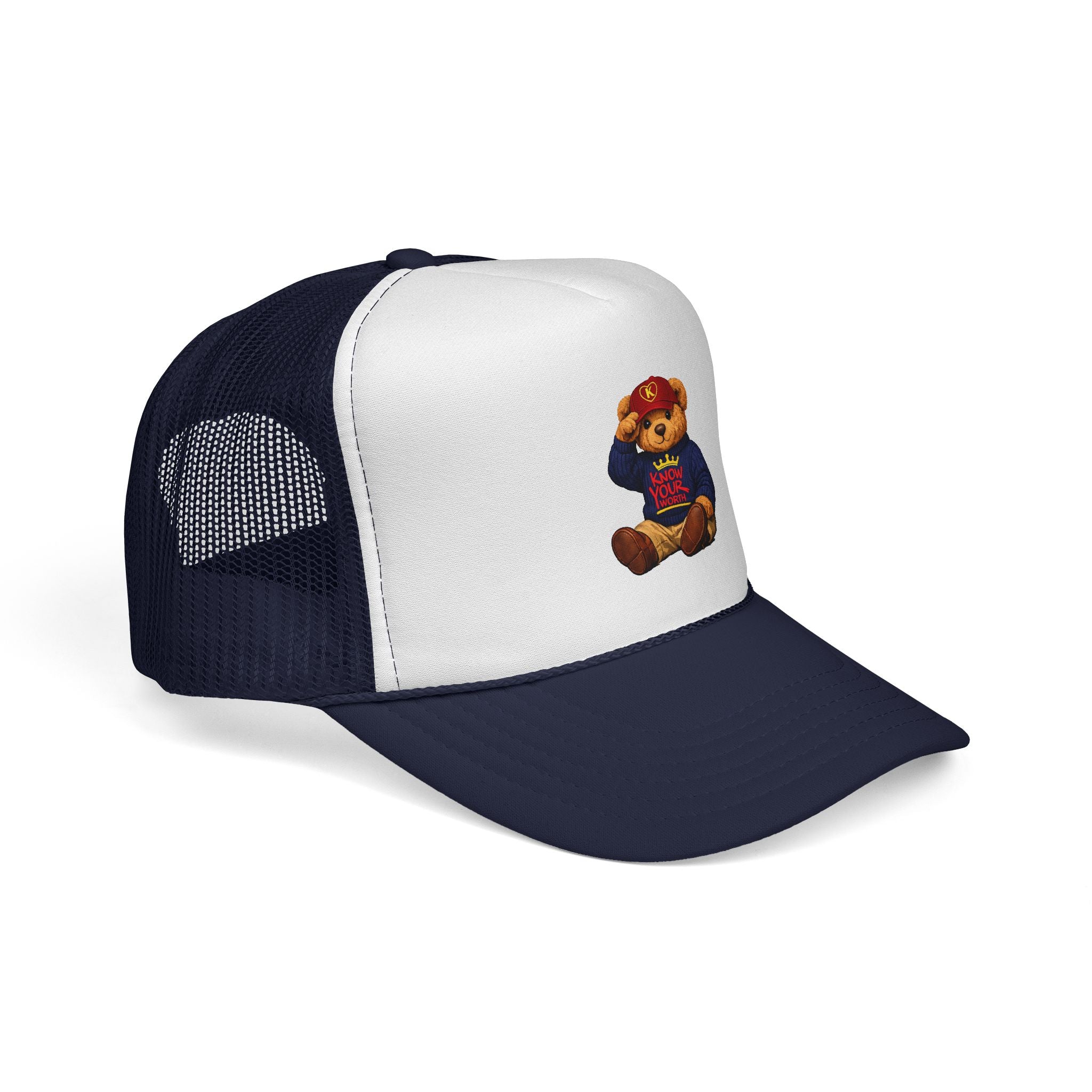 Trucker Cap - Teddy Bear Graffiti "Know Your Worth" Mesh Hat