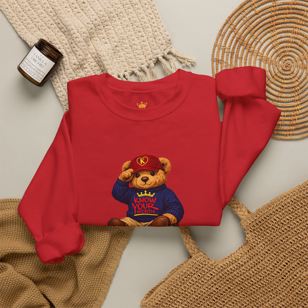 Know Your Worth - Royal KYW Bear Graphic - Crewneck Sweatshirt