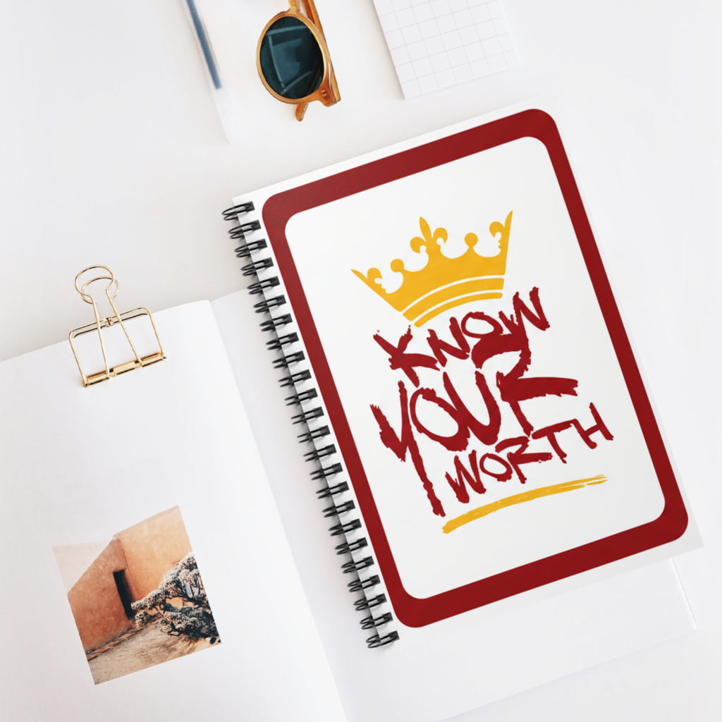 Know Your Worth Spiral Notebook – Motivational Ruled Journal with Crown Graphic
