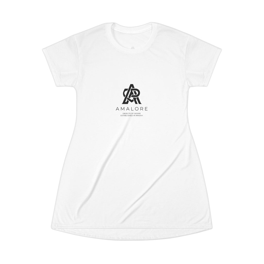 Amalore Logo T‑Shirt Dress — Minimalist Casual AOP Dress