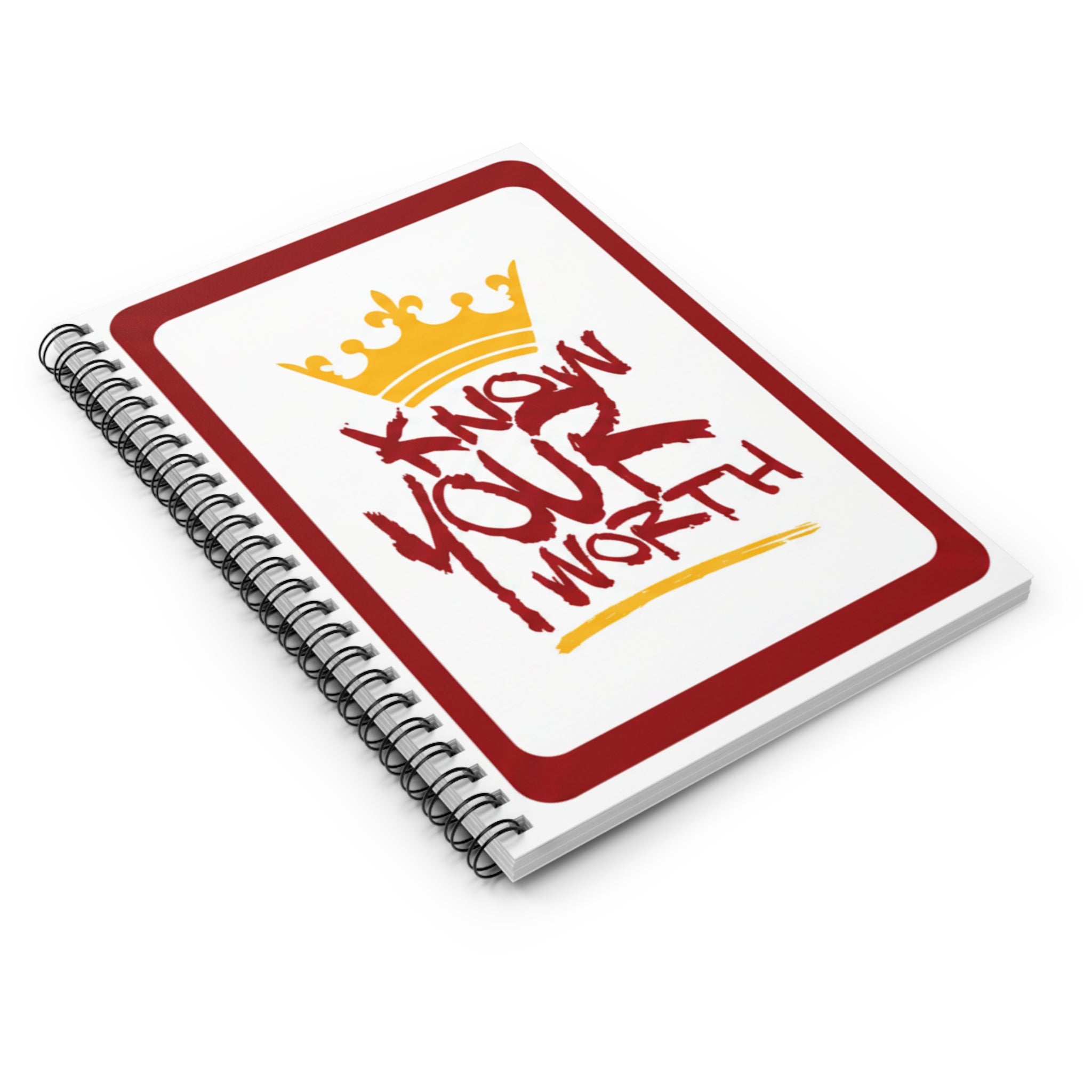 Know Your Worth Spiral Notebook – Motivational Ruled Journal with Crown Graphic