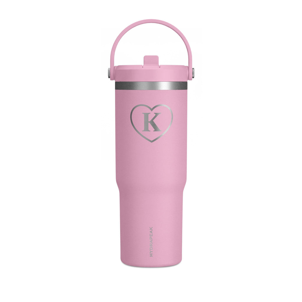Monogram Heart Tumbler — 32oz - Know Your Worth Est. 61920 - Insulated Travel Cup with Initial 'Heart K'