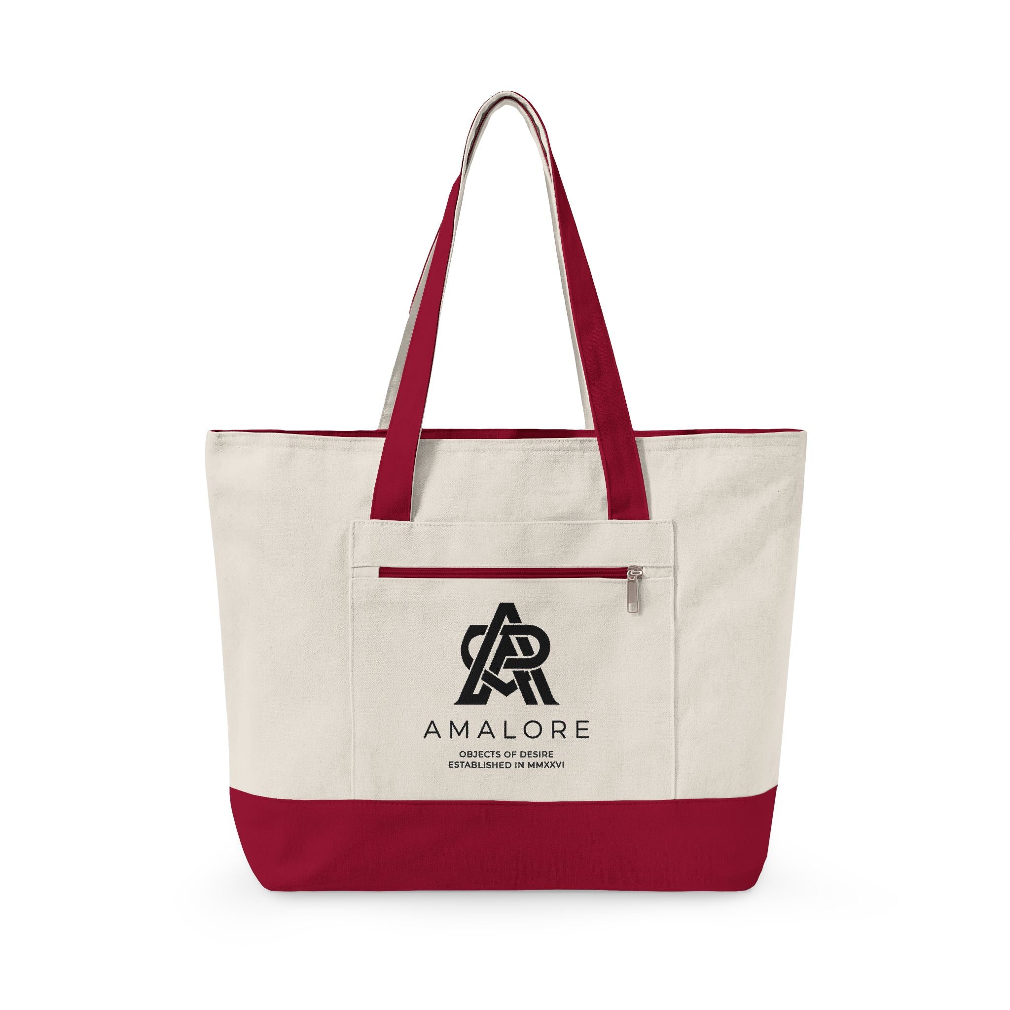Amalore Canvas Tote Bag — Zippered Beach & Market Tote