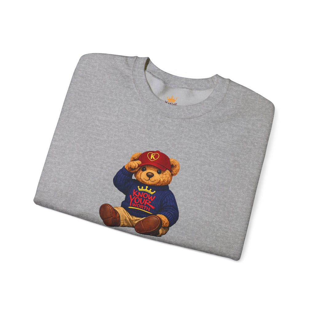 Know Your Worth - Royal KYW Bear Graphic - Crewneck Sweatshirt
