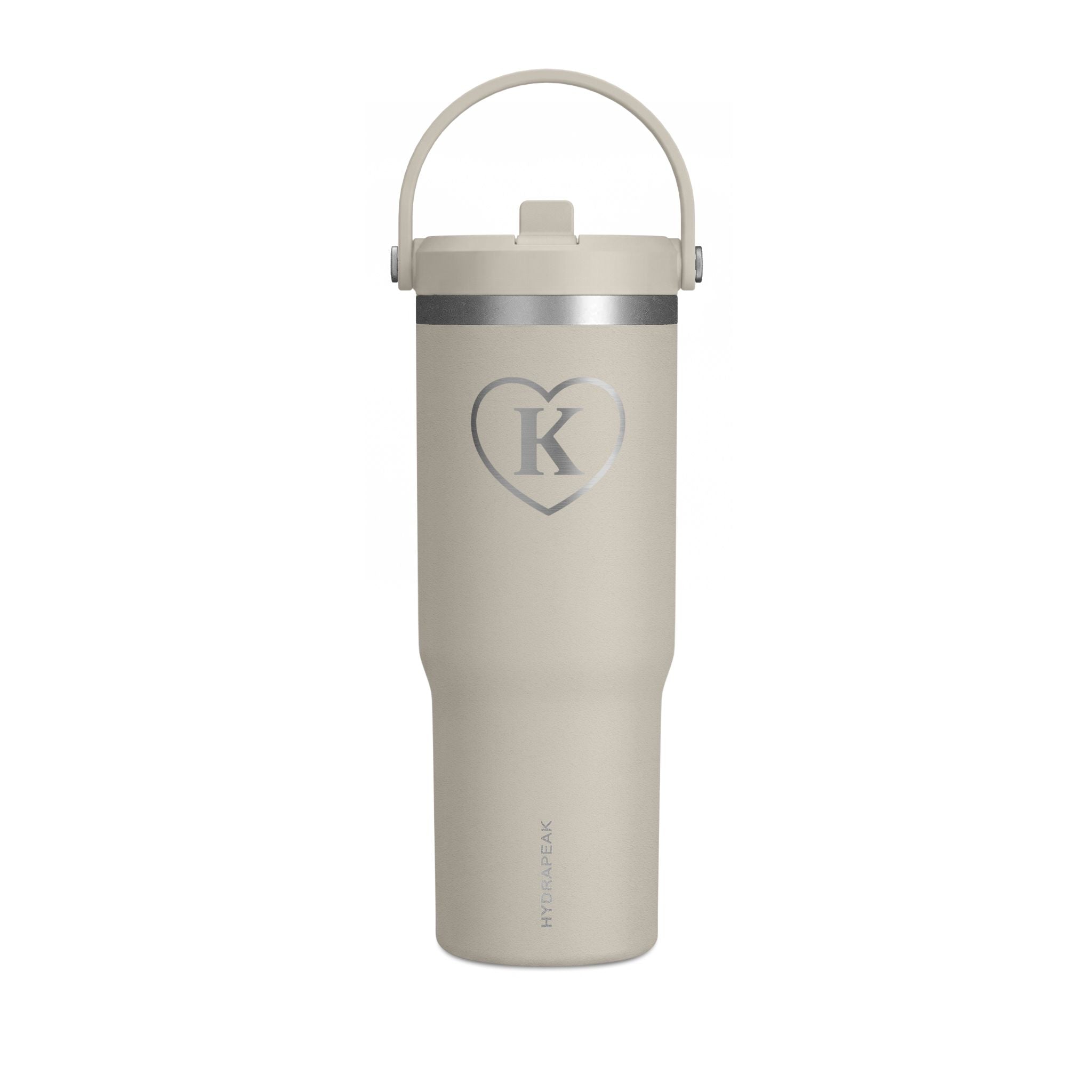 Monogram Heart Tumbler — 32oz - Know Your Worth Est. 61920 - Insulated Travel Cup with Initial 'Heart K'