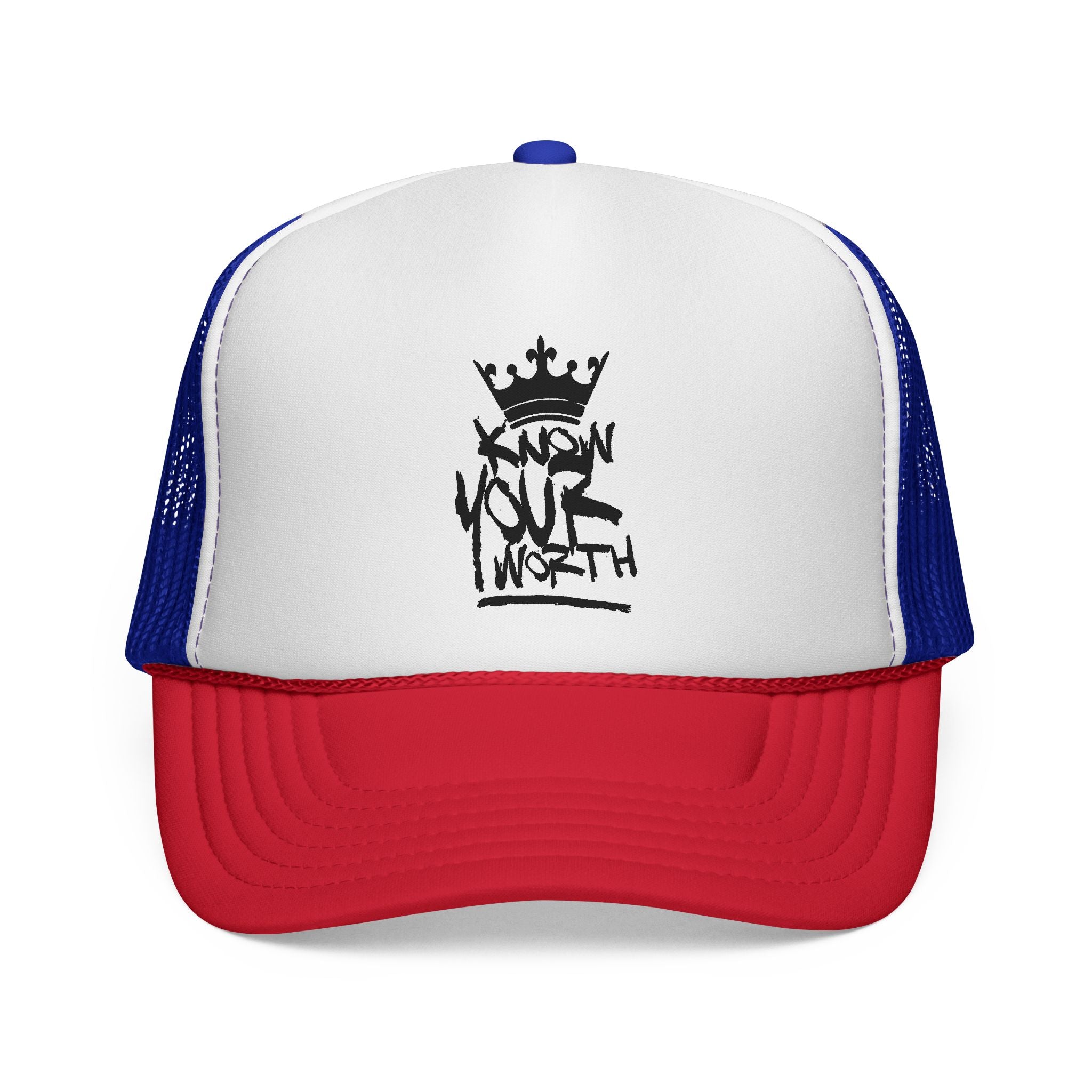 Trucker Cap - Black Crown Graffiti "Know Your Worth" Mesh Hat