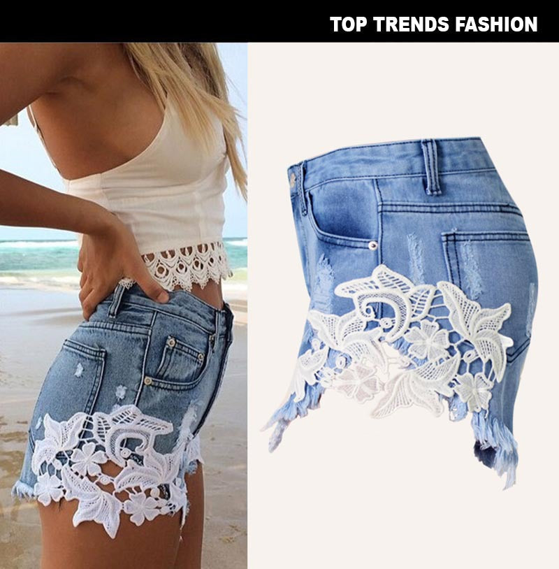 Women's Cutoff Pocket Distressed Ripped Jean Denim Shorts