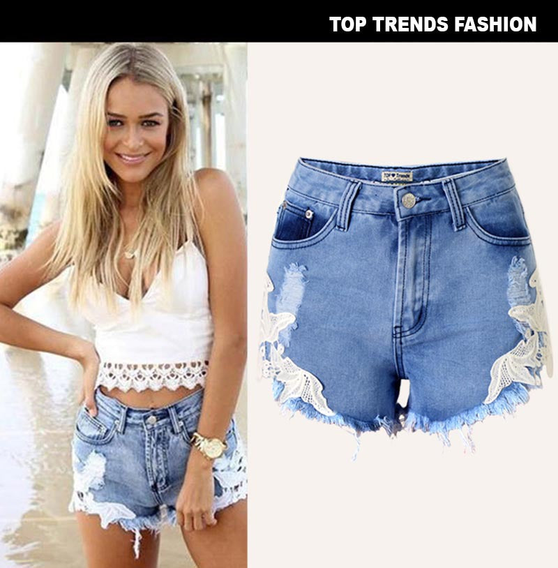 Women's Cutoff Pocket Distressed Ripped Jean Denim Shorts