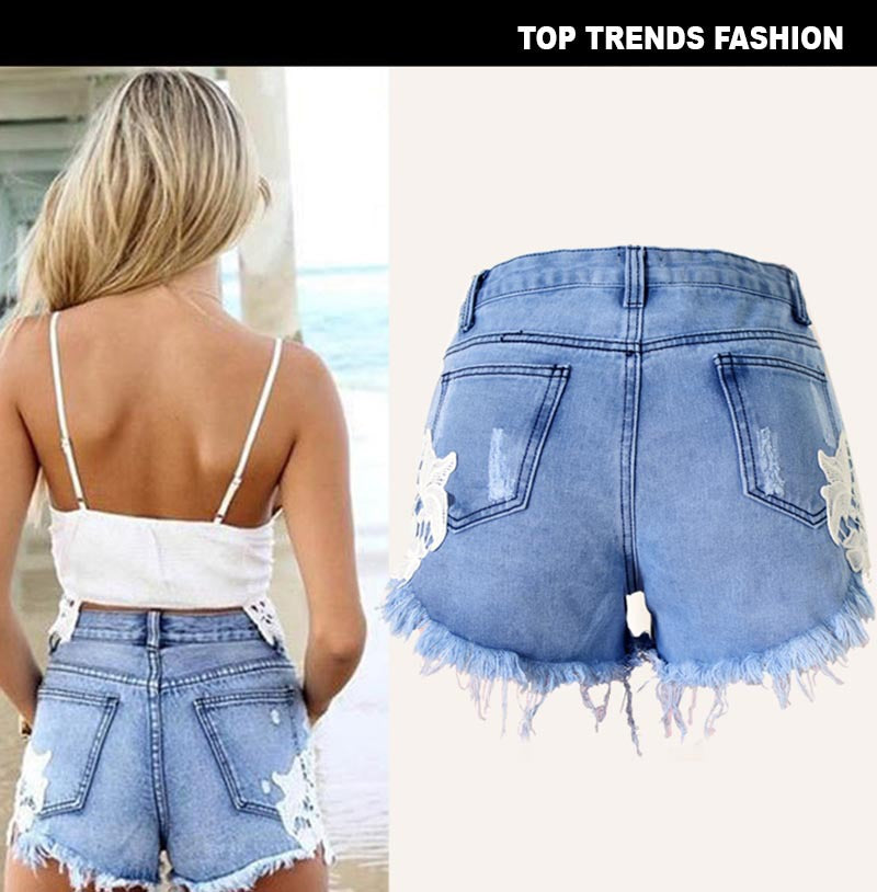 Women's Cutoff Pocket Distressed Ripped Jean Denim Shorts