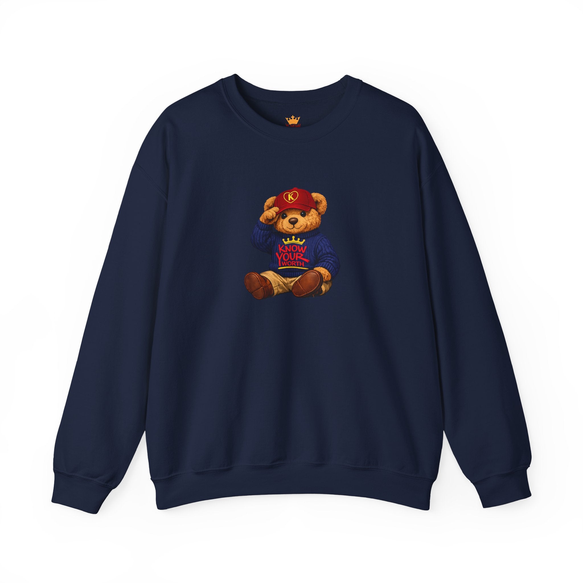 Know Your Worth - Royal KYW Bear Graphic - Crewneck Sweatshirt