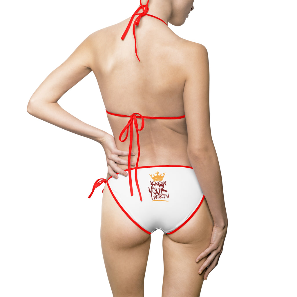 Queen Know Your Worth Bikini — Women’s Tie-Side Swimwear with Crown Design