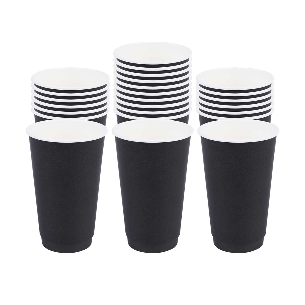 Restpresso 16 oz Black Paper Coffee Cup - Double Wall - 3 1/2" x 3 1/2" x 5 1/2" - 500 count box