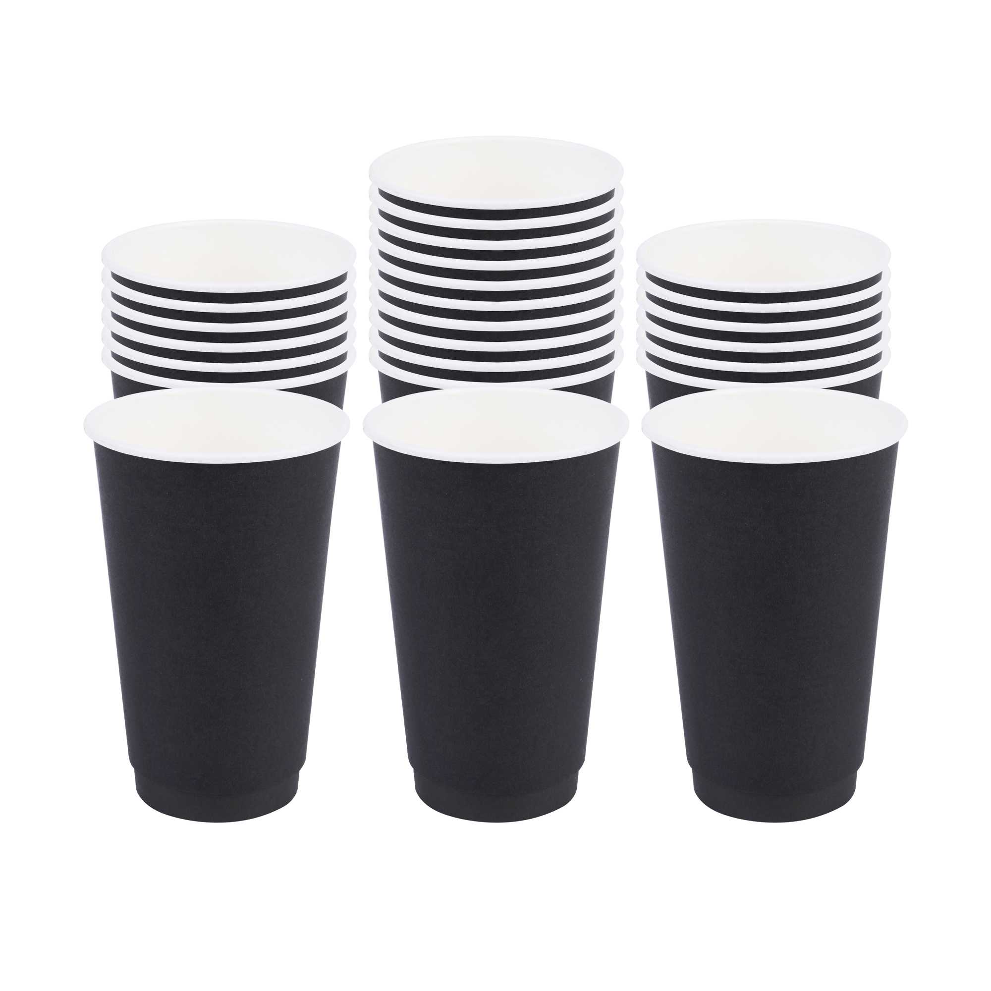 Restpresso 16 oz Black Paper Coffee Cup - Double Wall - 3 1/2" x 3 1/2" x 5 1/2" - 500 count box