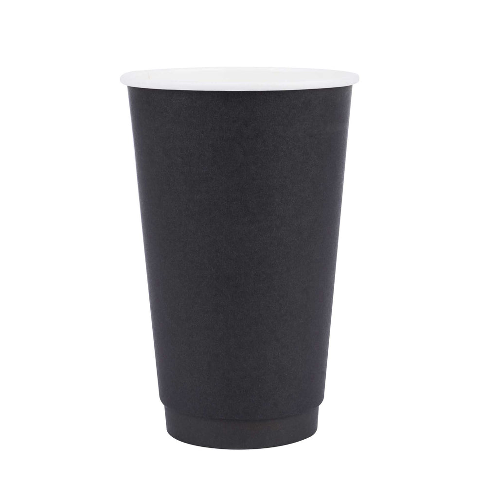 Restpresso 16 oz Black Paper Coffee Cup - Double Wall - 3 1/2" x 3 1/2" x 5 1/2" - 500 count box